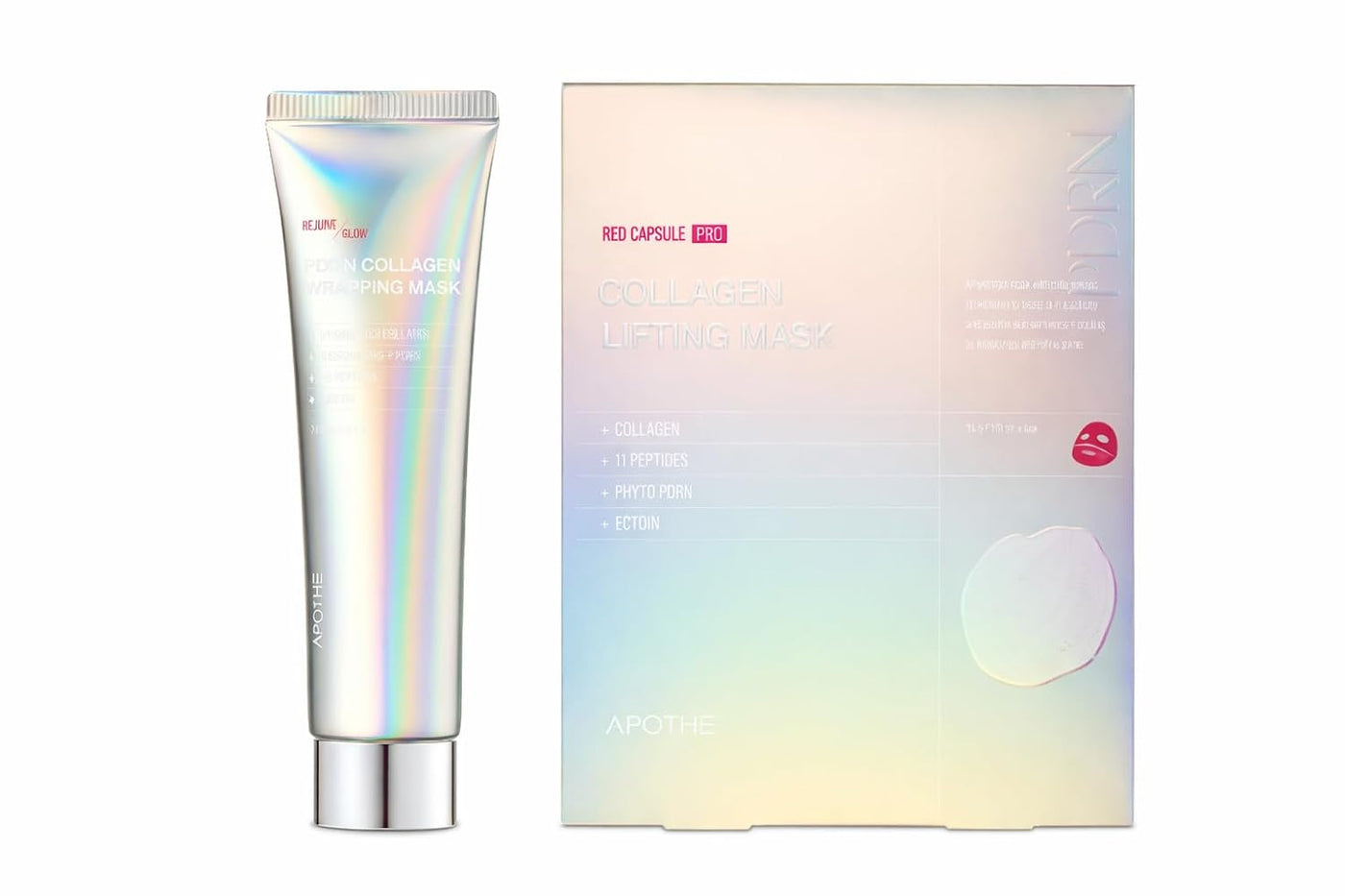APOTHE RejuveGlow PDRN & Peptide Collagen Sheet Mask Set – Hydrating, Firming & Soothing Facial Masks